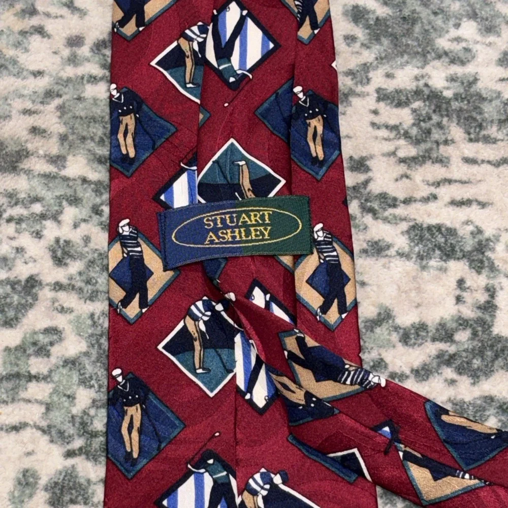 vintage Stuart Ashley golf silk tie